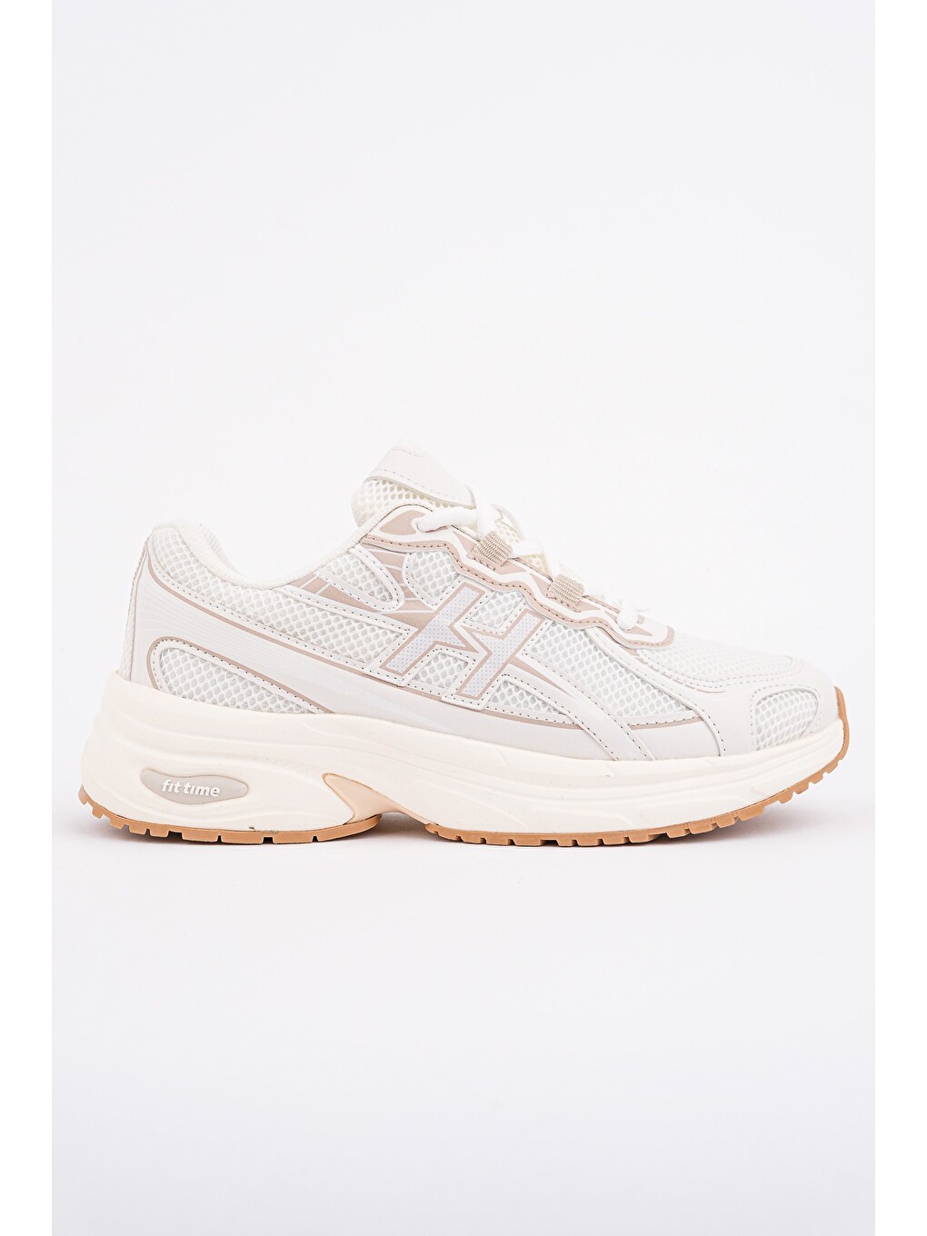 Bej Hynex Kadın Kalın Taban Bağcıklı Günlük Sneaker Spor Ayakkabı