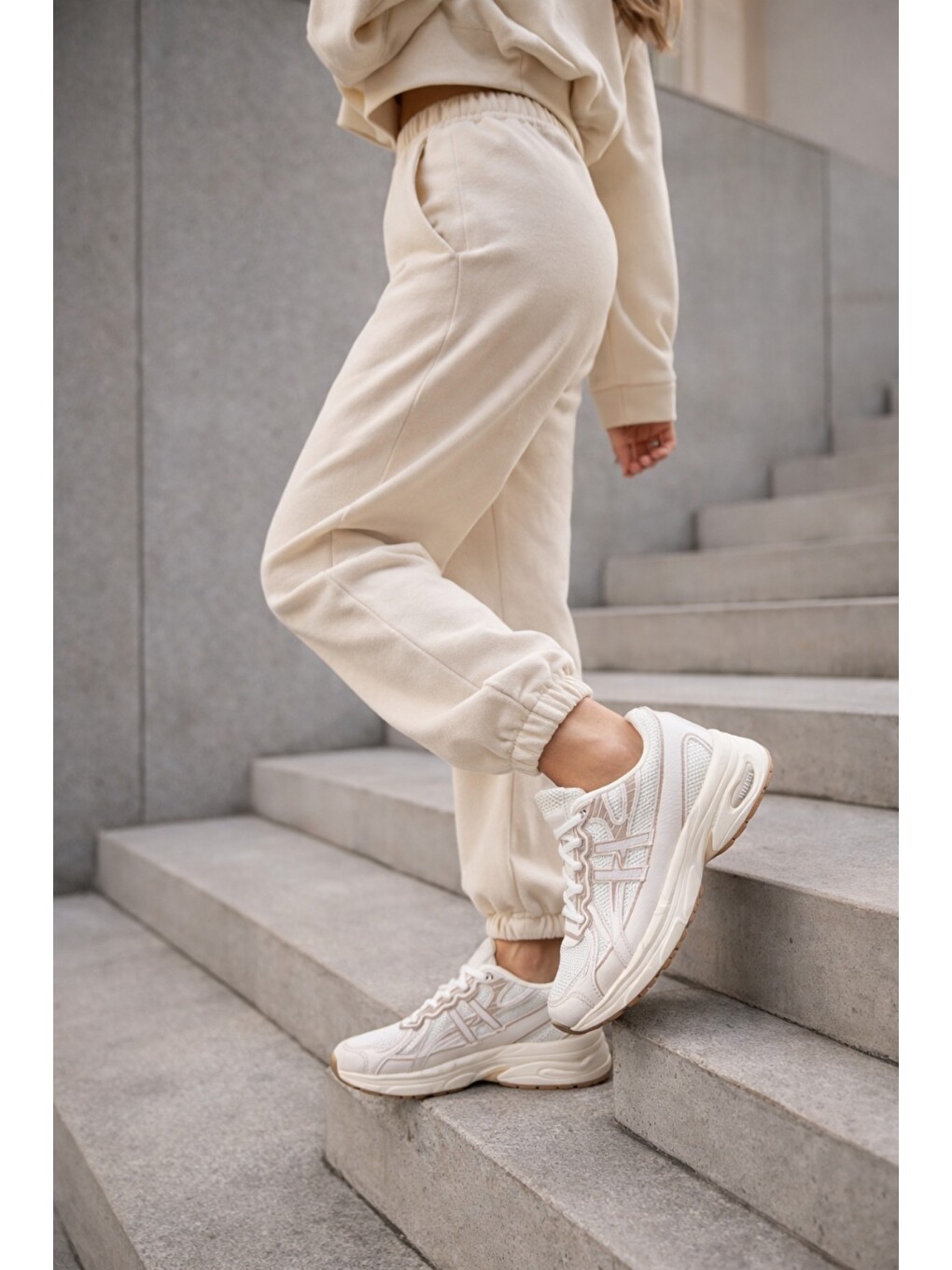 Bej Hynex Kadın Kalın Taban Bağcıklı Günlük Sneaker Spor Ayakkabı-3