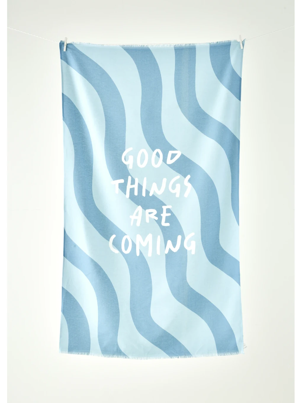 Yeşil %100 Pamuk Good Things Are Coming Baskılı Plaj Havlusu Mint (90x150 Cm)-9