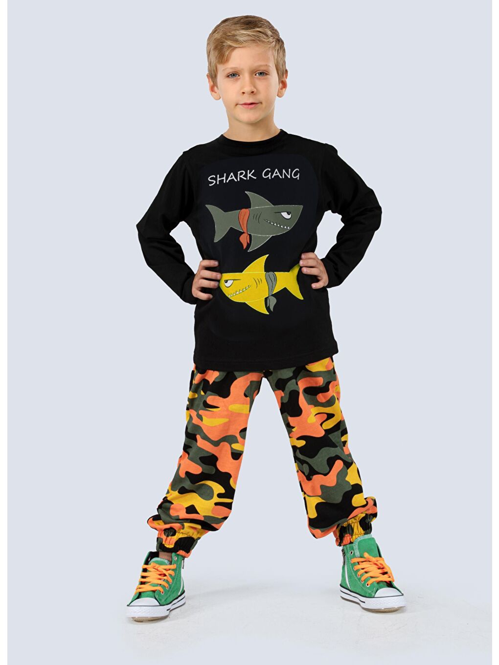 LupiaKids Siyah Shark Gang Pantolon Takım