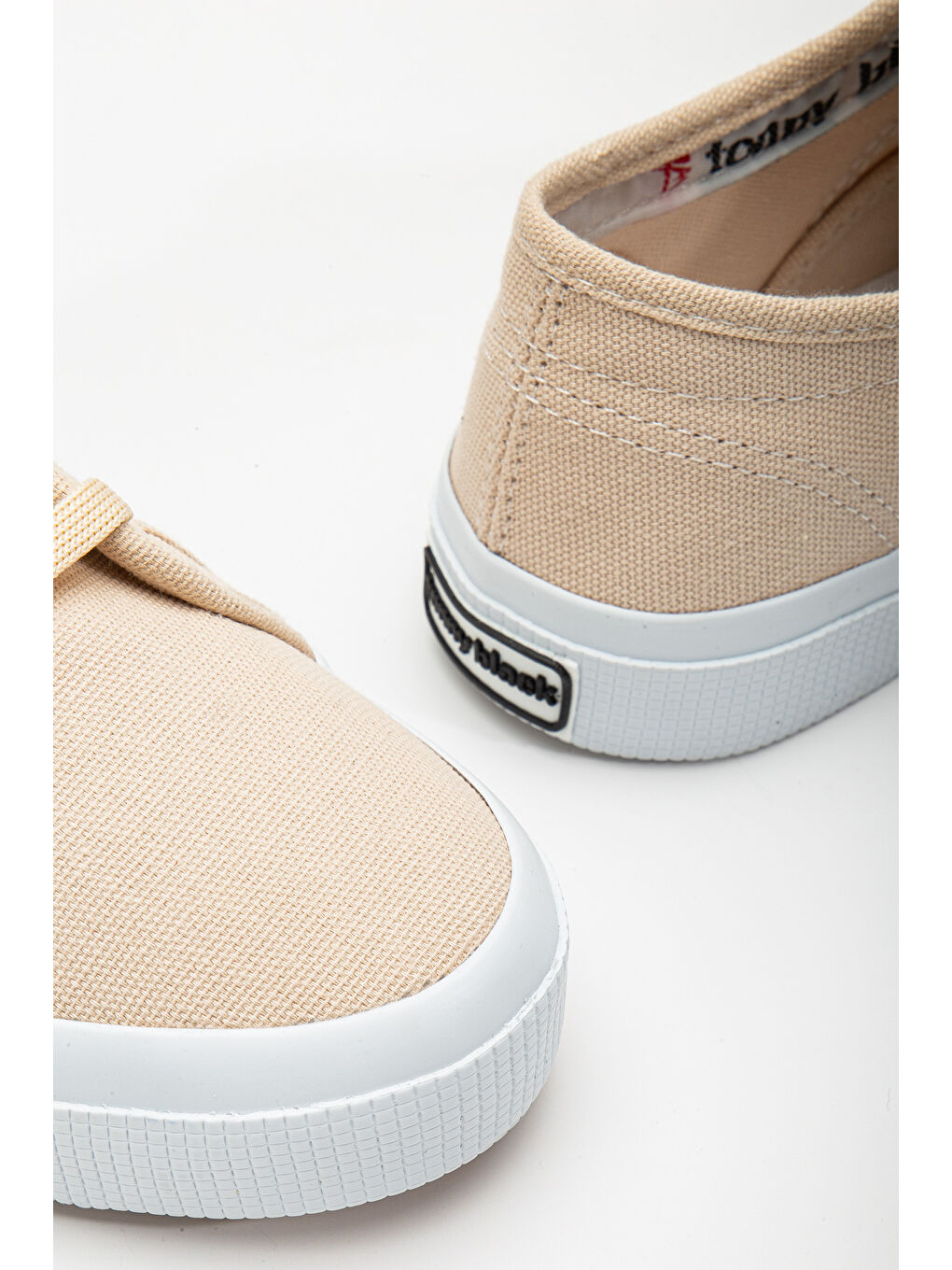 Kadın Bej Rahat Kalıp Krep Taban Bağcıklı Keten Günlük Ayakkabı-3