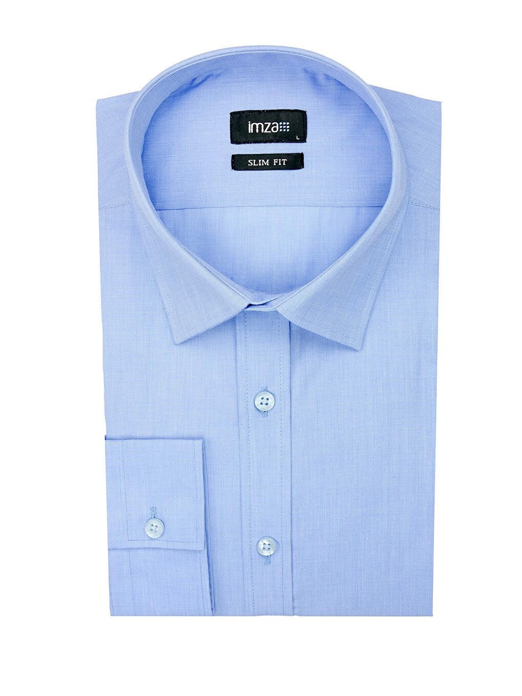 Mavi Uzun Kol Filafil Desen Filafil Sert Yaka Cepsiz Pamuklu Basic Slim Fit Gömlek 1004245008