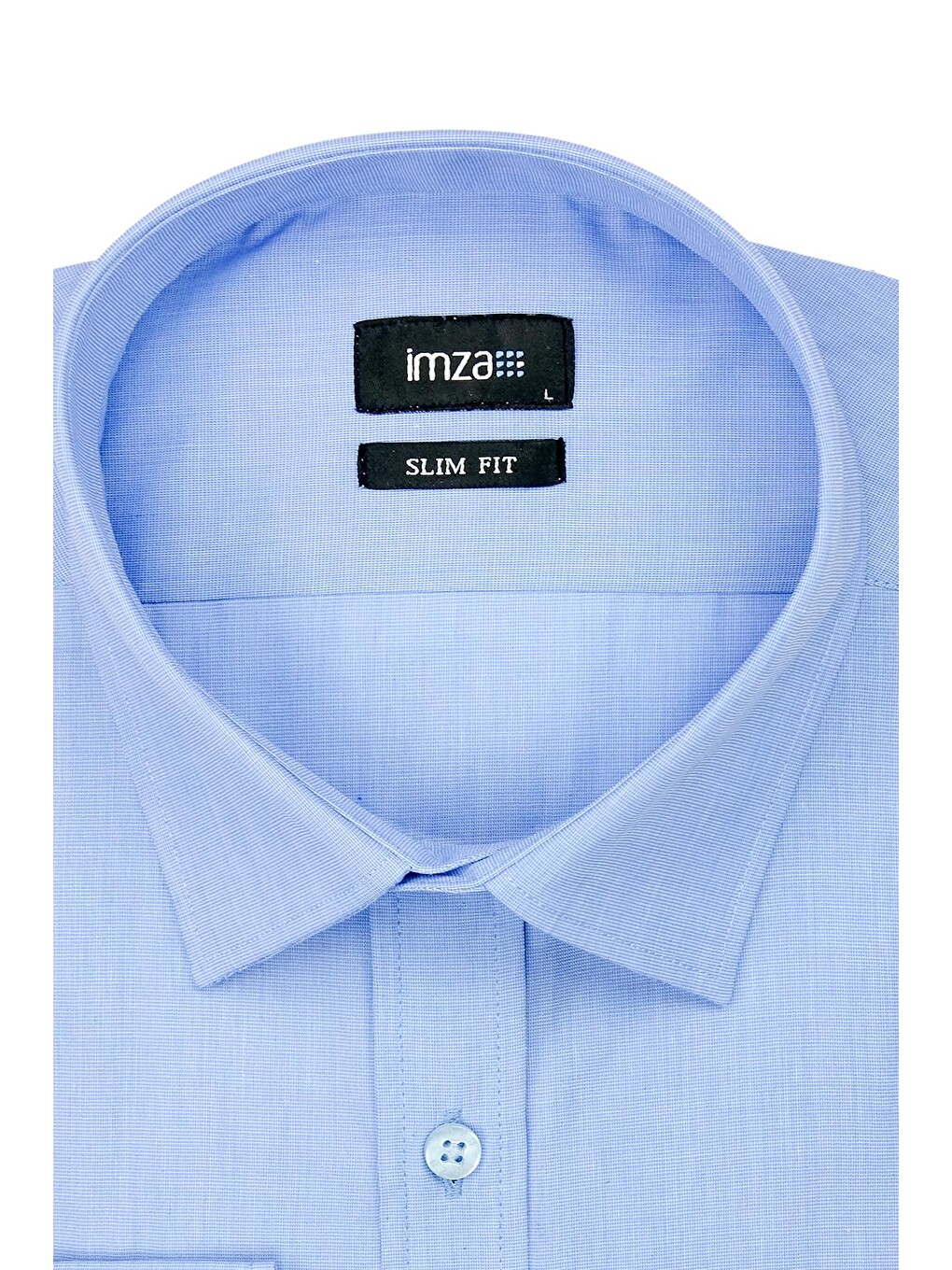 Mavi Uzun Kol Filafil Desen Filafil Sert Yaka Cepsiz Pamuklu Basic Slim Fit Gömlek 1004245008-1