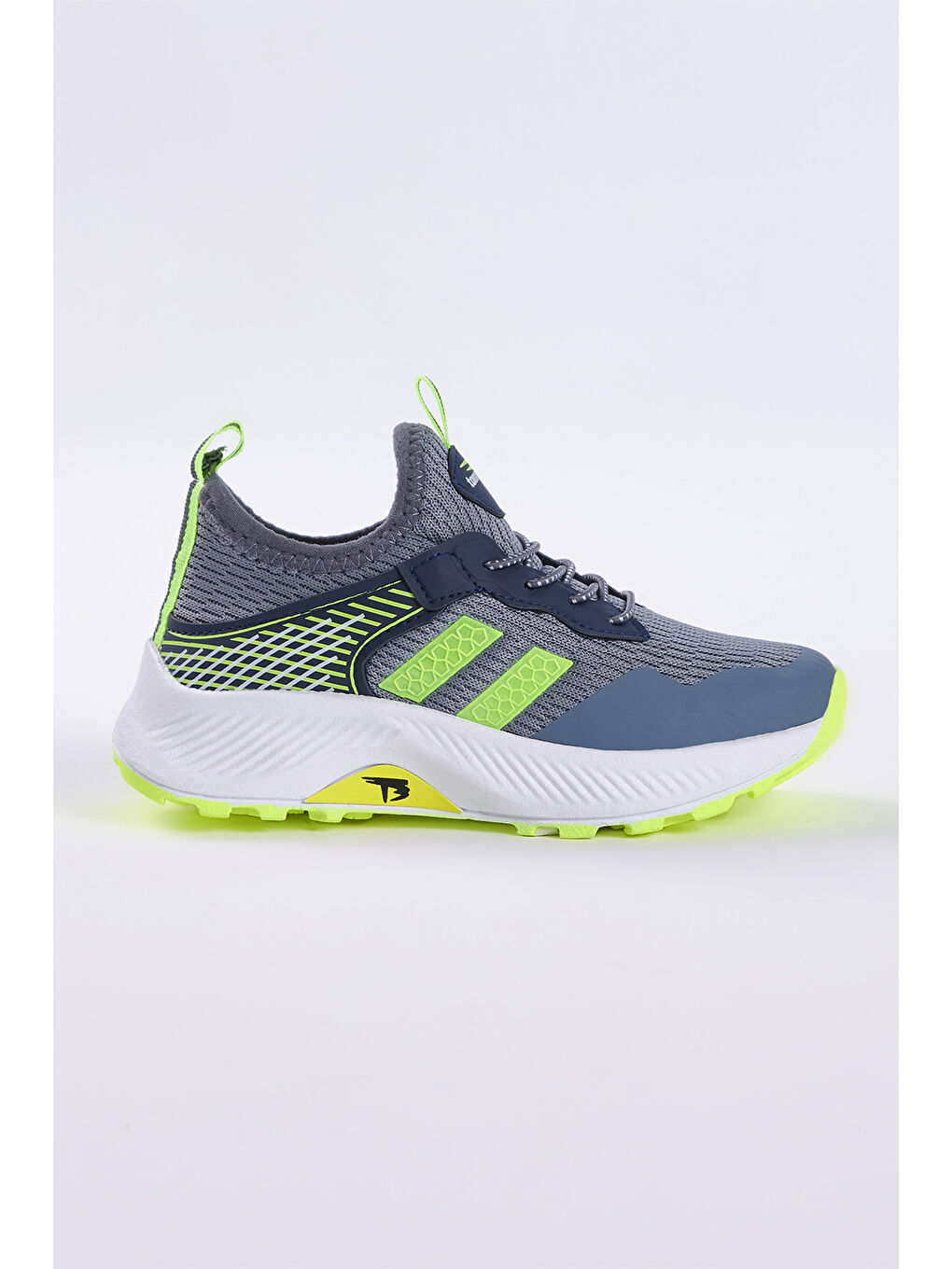 Gri Çocuk Unisex Füme Sarı Rahat Kalıp Nefes Alabilen Kumaş Bağcıklı Sneaker-2