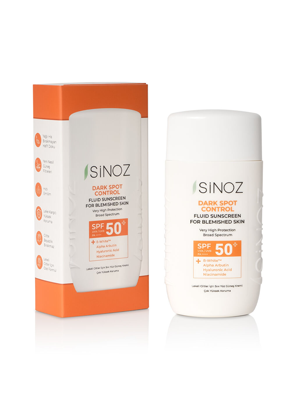 SPF50+ Koyu Cilt Lekelerine Etkili Sıvı Yüz Güneş Kremi-Yeni Nesil Filtreler-Hibrit Formül PA++++-3