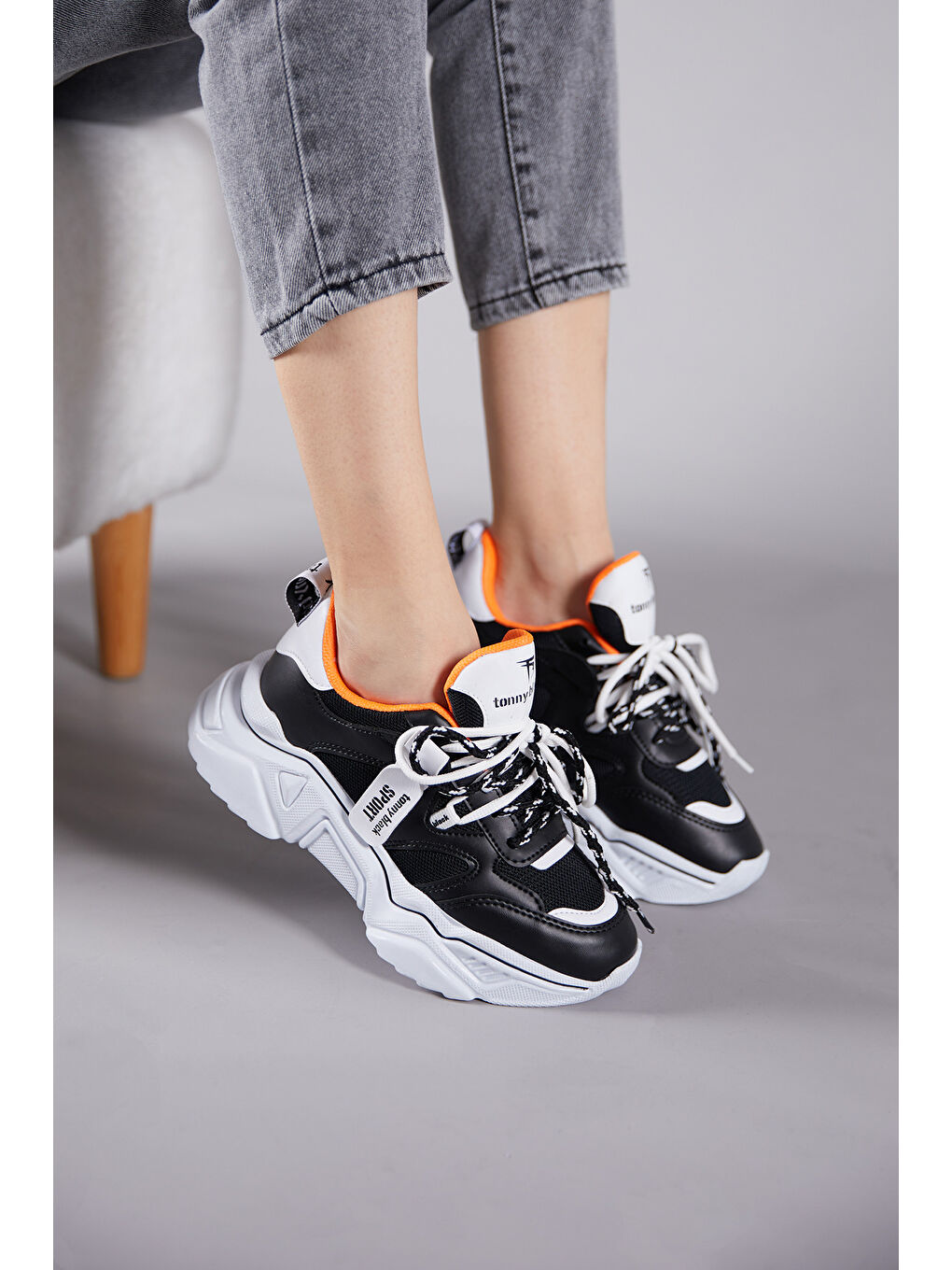 Kadın Siyah Beyaz Spor Ayakkabı Tbkpl-3