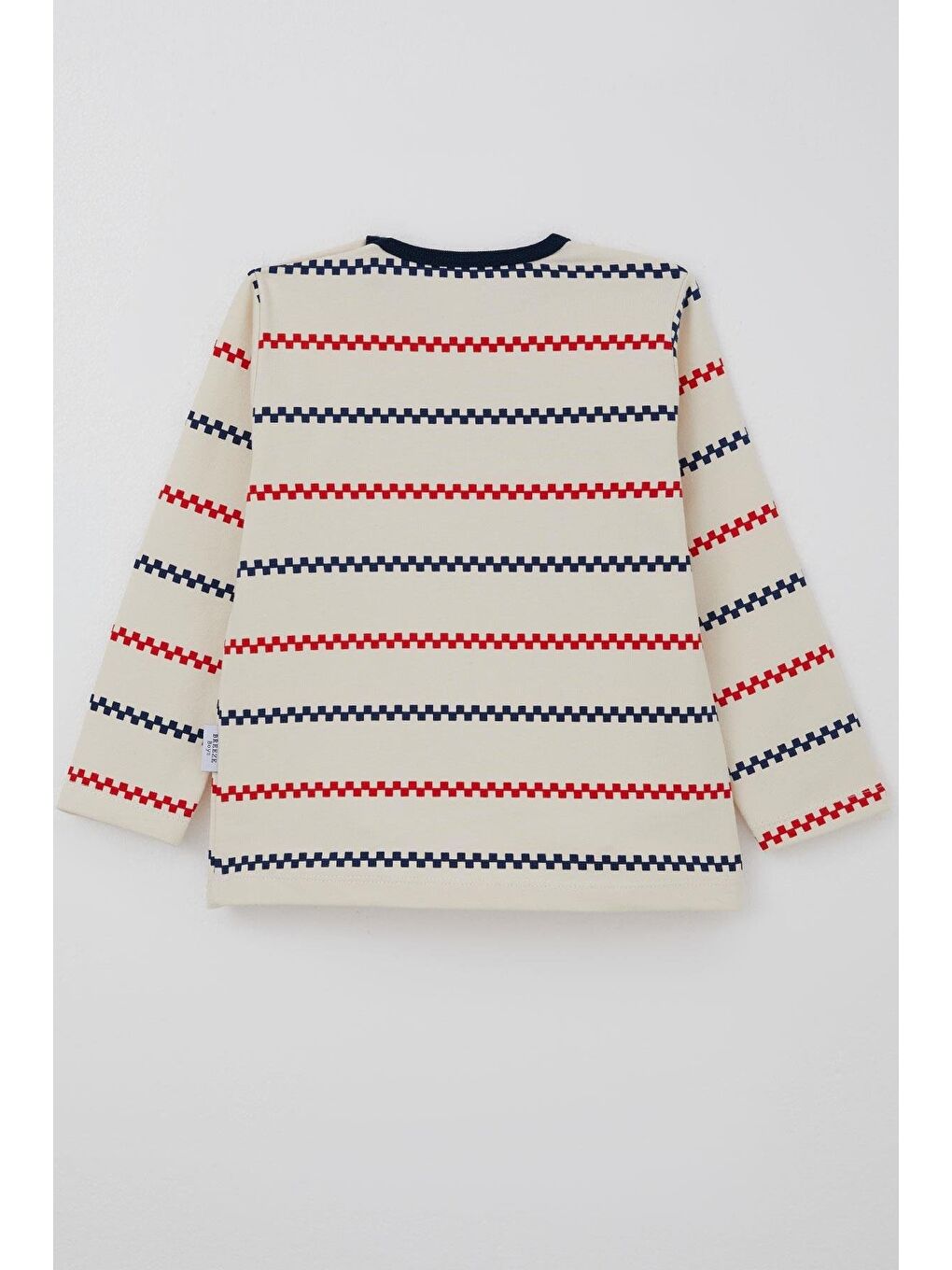 Ekru Erkek Bebek Uzun Kollu Tişört Patlı Minimal Marin Çizgili Krem (9 Ay-3 Yaş)-4