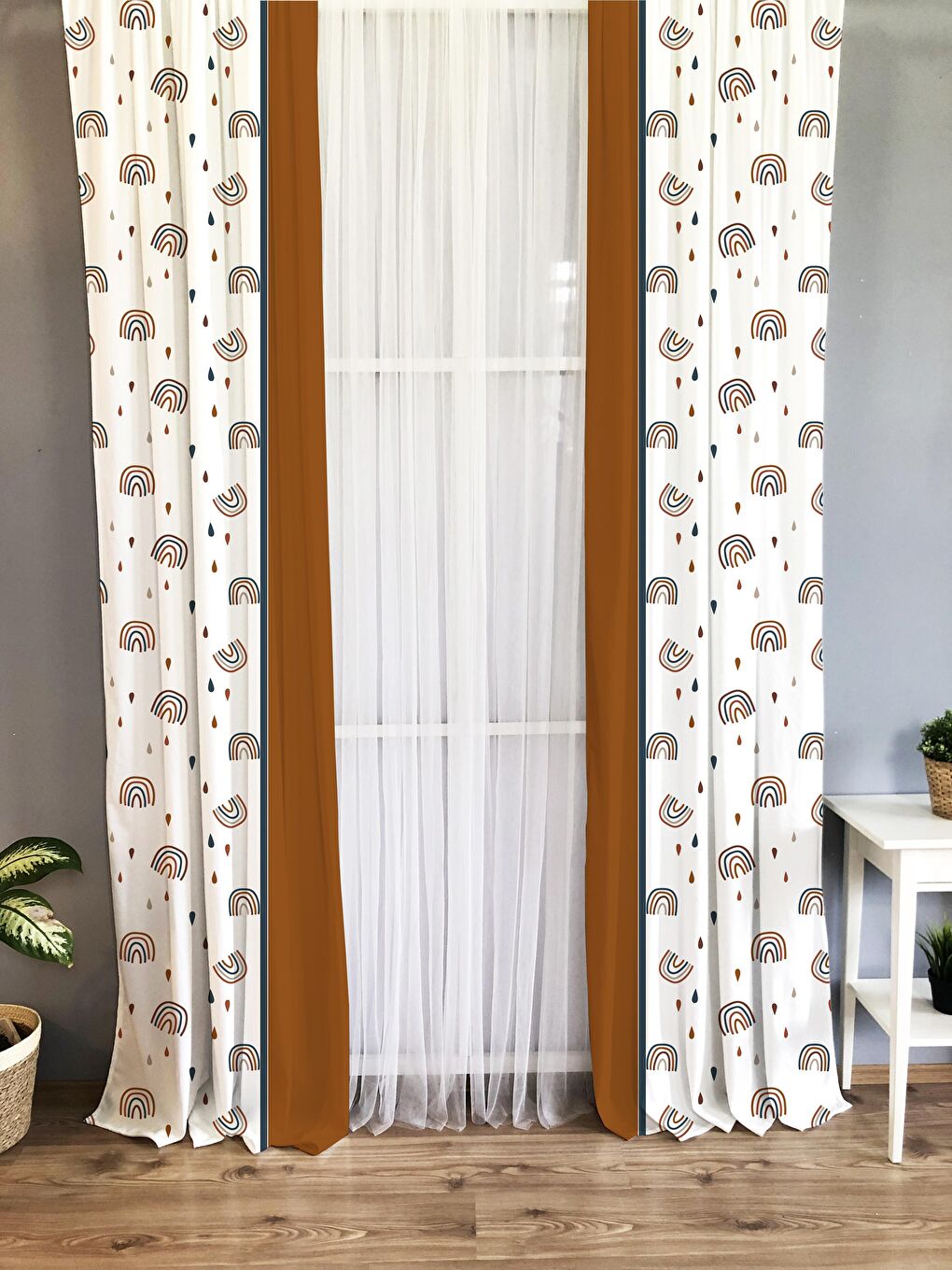 Karışık Desenli Çocuk Ve Bebek Odası TEK KANAT Fon Perde