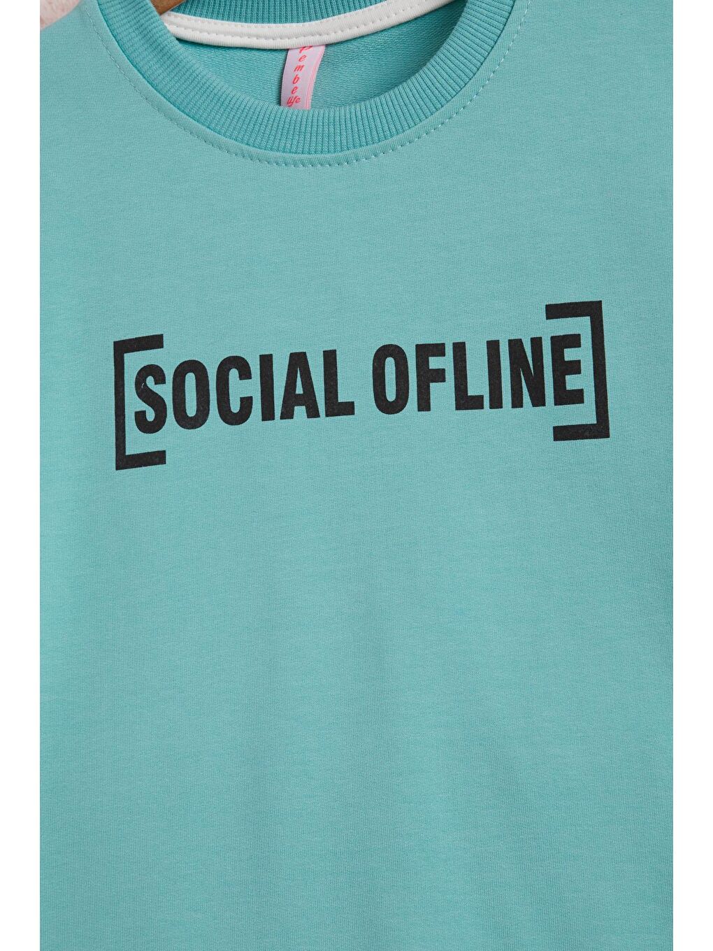 Yeşil Mint Yazı Baskılı Şeritli Kız Çocuk Sweatshirt 16287-2