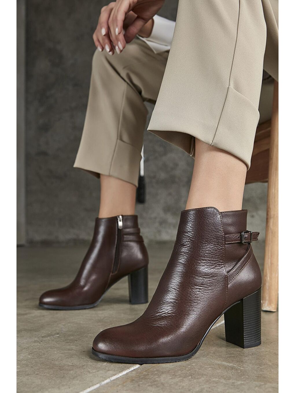 Kahverengi Kadın Hakiki Deri Bot 123353 2114 Kahve-1