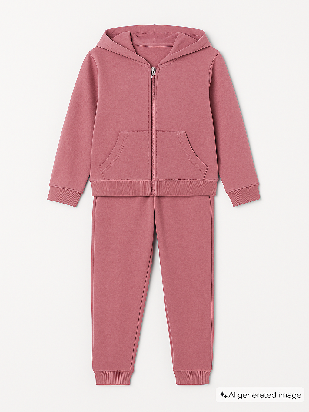 Pembe Basic Kız Çocuk Spor Fermuarlı Eşofman Takımı