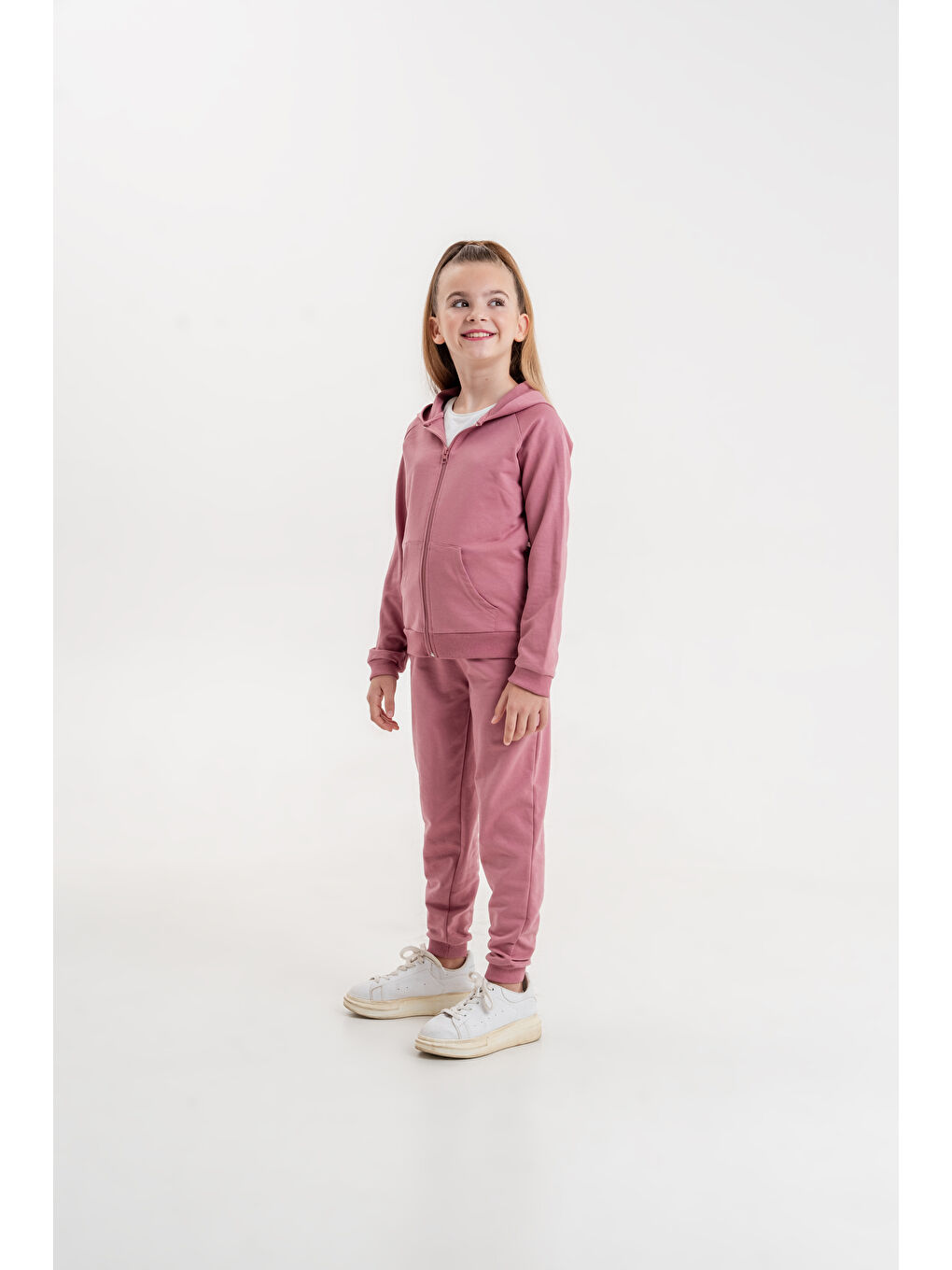 Pembe Basic Kız Çocuk Spor Fermuarlı Eşofman Takımı-2