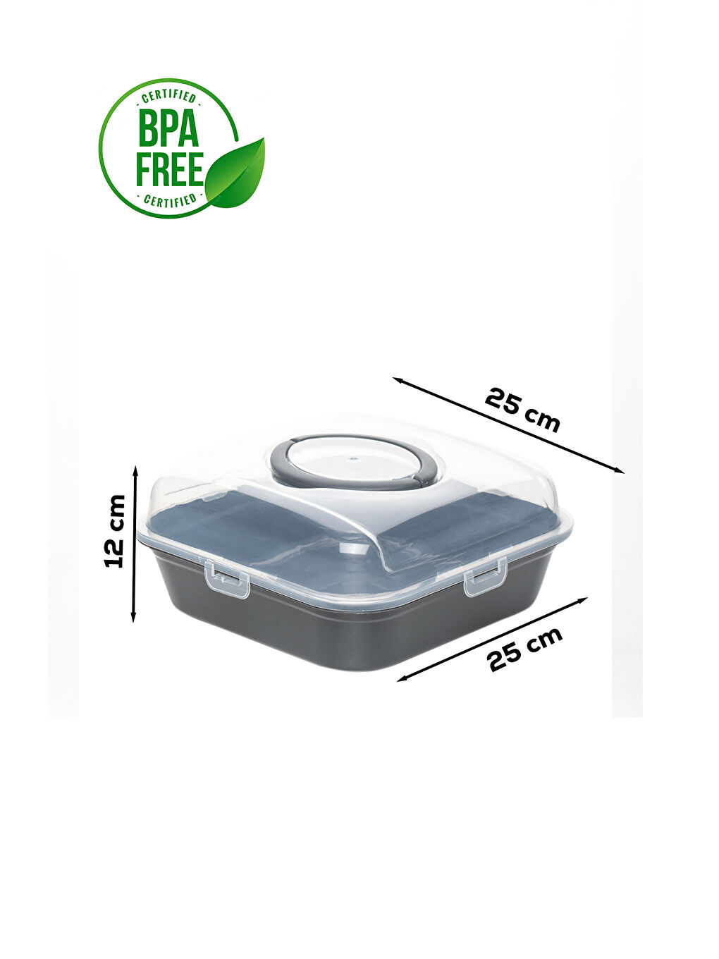 Antrasit 1094 Pasta Kek Börek Kabı - Taşıma çantası - Kilitli Fanus-4