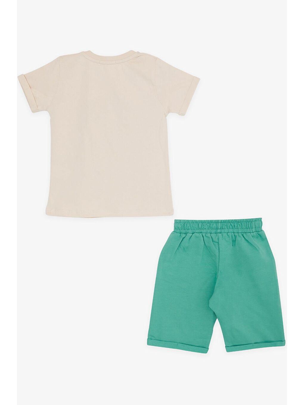 Erkek Çocuk Şortlu Takım Denizci Aslan Baskılı Bej (1-4 Yaş)-1