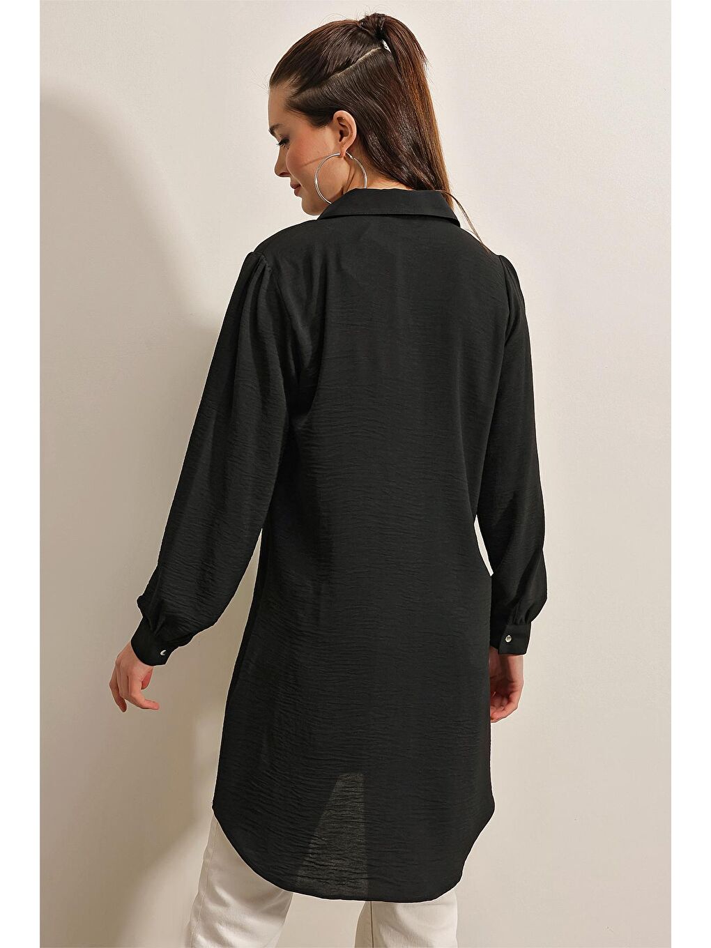 5883 Tek Cepli Tunik - Siyah-4