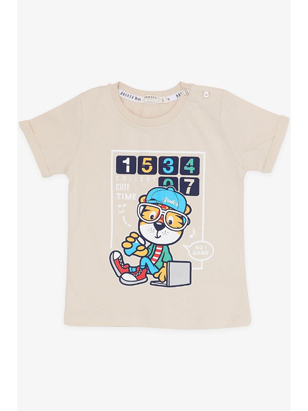 Erkek Çocuk Şortlu Takım Denizci Aslan Baskılı Bej (1-4 Yaş)-2