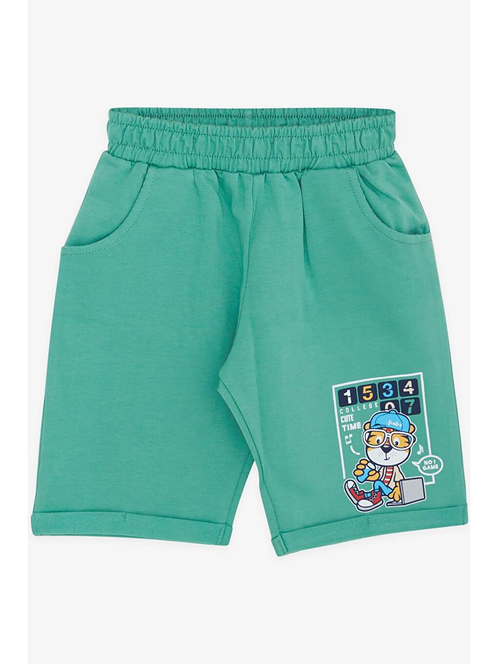 Erkek Çocuk Şortlu Takım Denizci Aslan Baskılı Bej (1-4 Yaş)-3