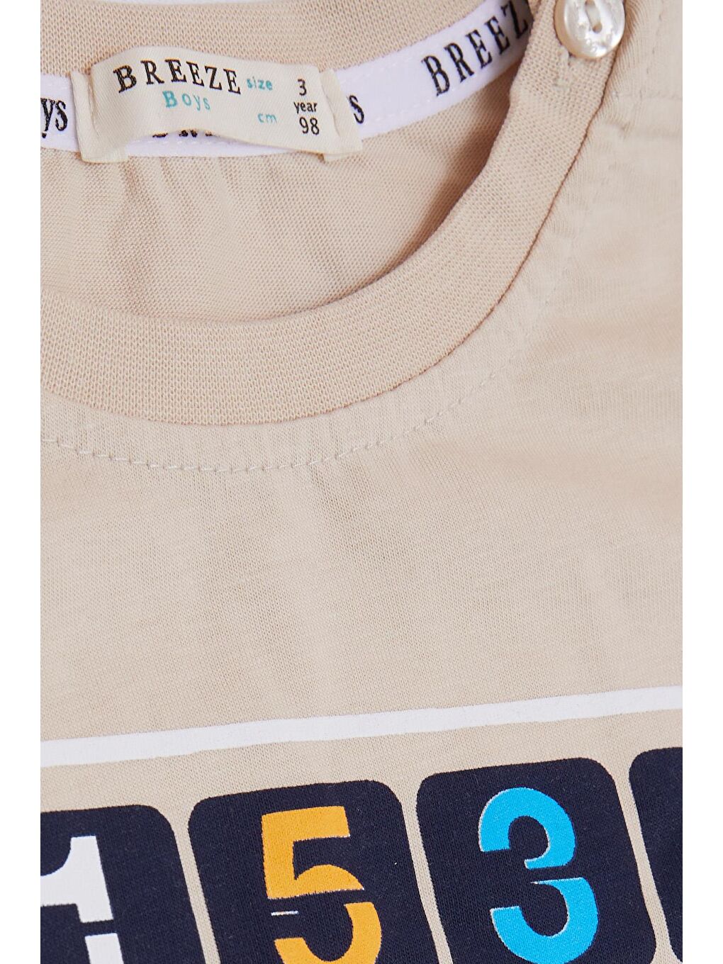 Erkek Çocuk Şortlu Takım Denizci Aslan Baskılı Bej (1-4 Yaş)-4