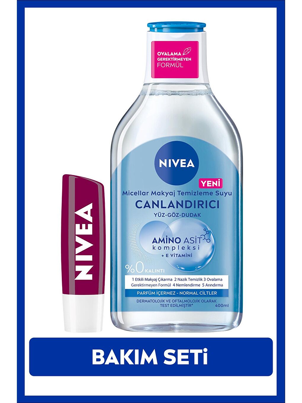 NIVEA Şeffaf Micellar Makyaj Temizleme Suyu 400ml, Böğürtlen Dudak Bakım Kremi - 7