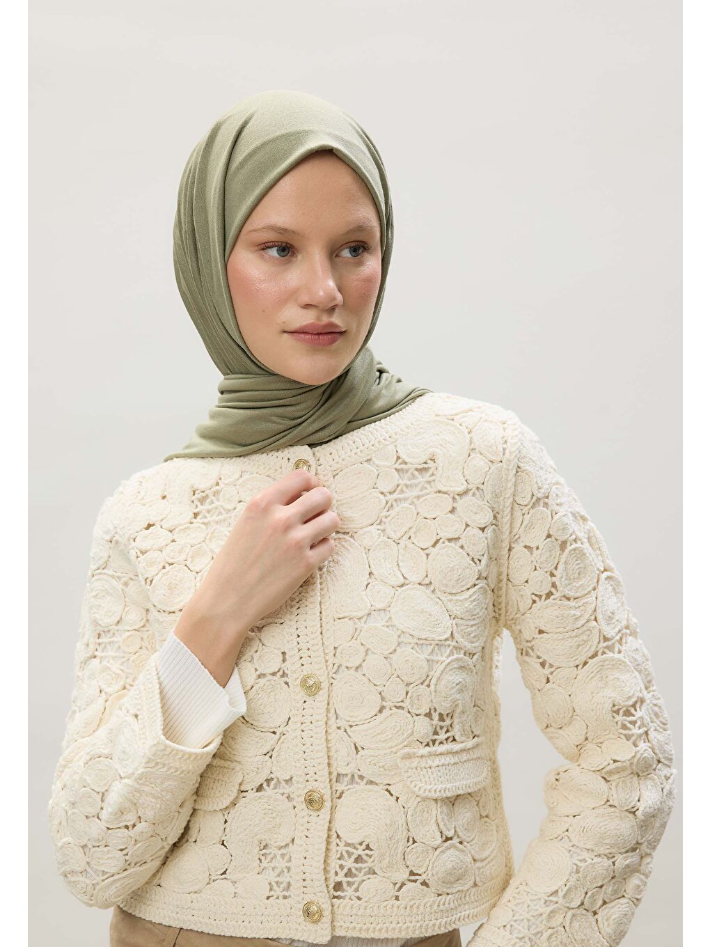 Soft Yeşil Penye Şal-3