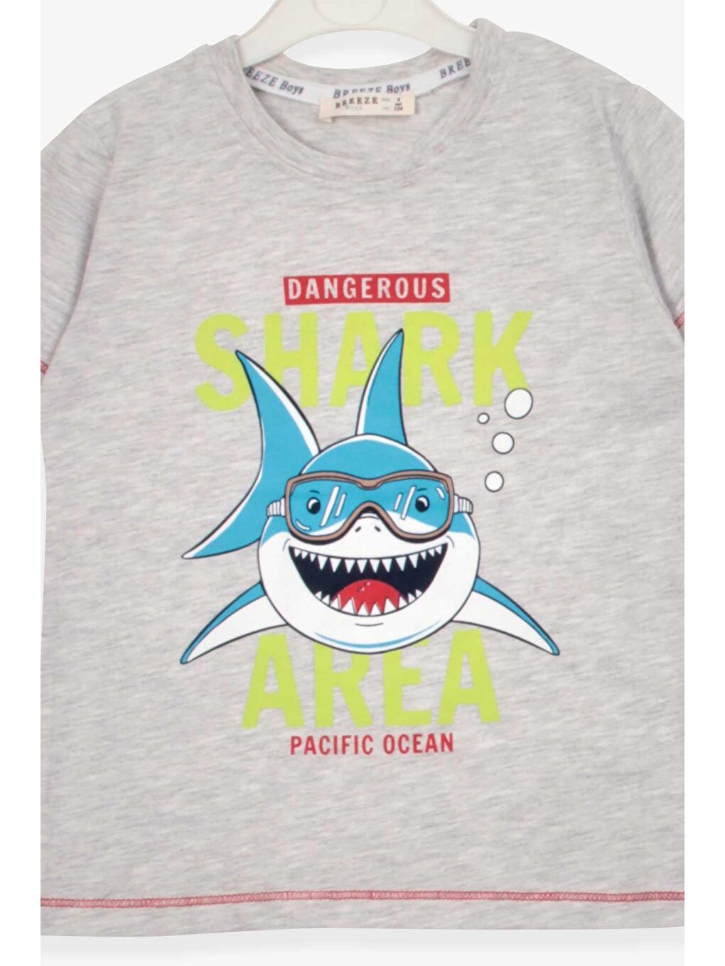 Bej Erkek Çocuk Şortlu Takım Köpek Balığı Baskılı Açık Gri Melanj (1.5-4 Yaş)-2