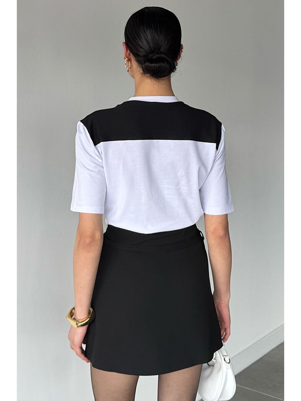 Siyah Kadın Şortlu Kalem Etek-3