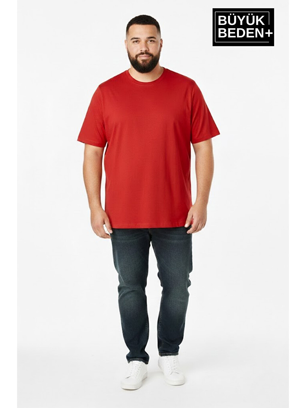 Kırmızı Büyük Beden Erkek Basic Tişört – Pamuklu Düz Tişört 3xl-6xl Spr26bts10