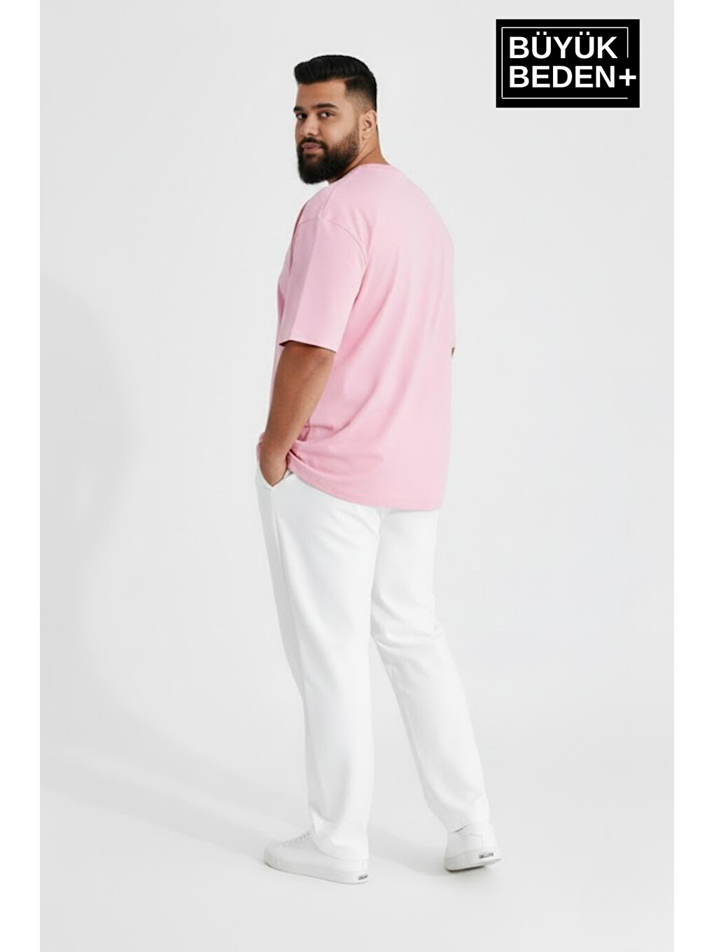 Pembe Büyük Beden Erkek Basic Tişört – Pamuklu Düz Tişört 3xl-6xl Spr26bts10-2
