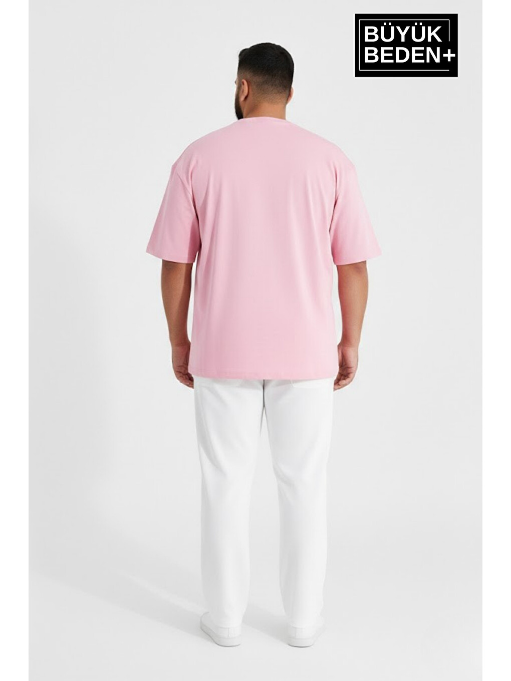 Pembe Büyük Beden Erkek Basic Tişört – Pamuklu Düz Tişört 3xl-6xl Spr26bts10-3