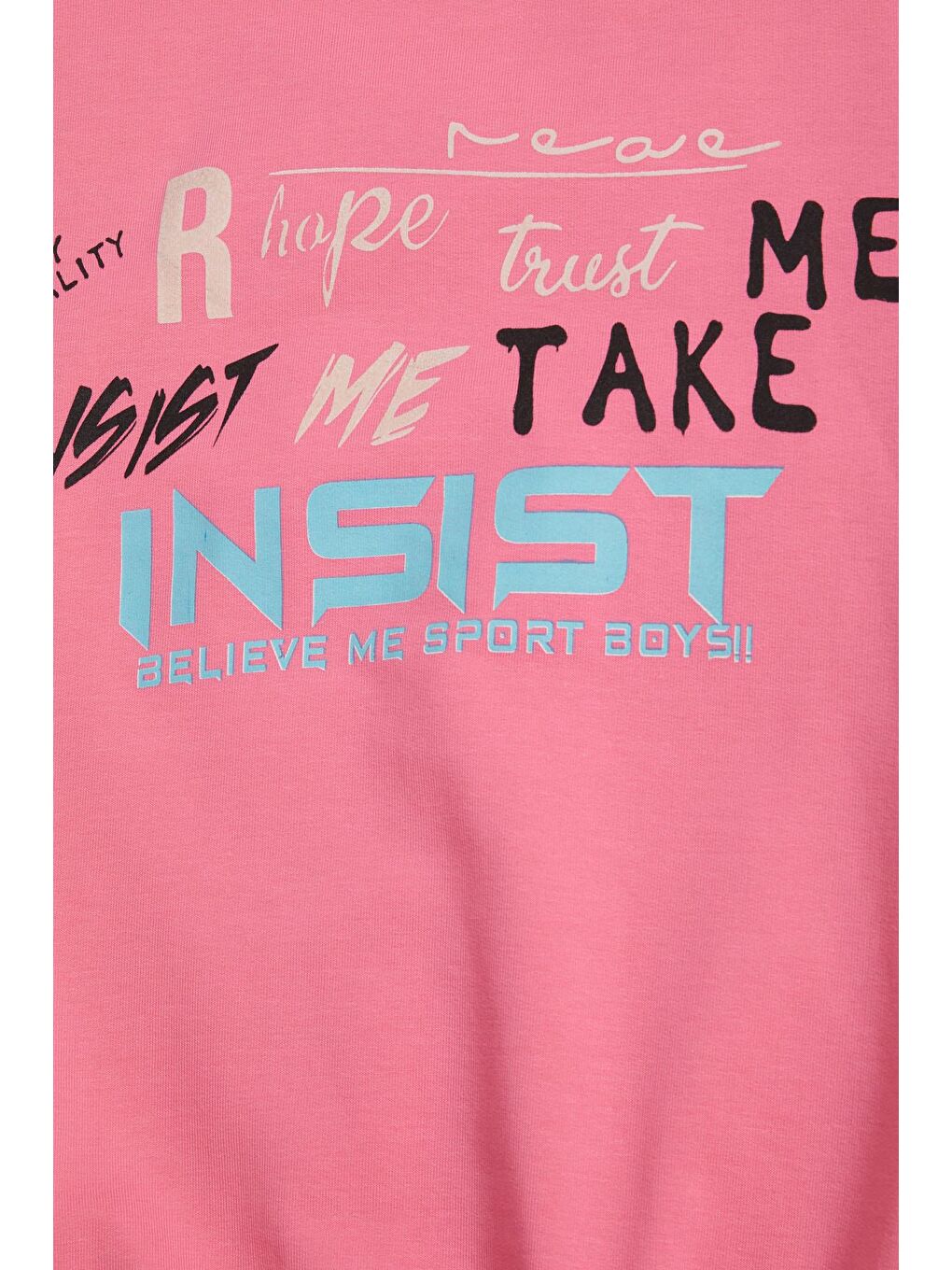 Pembe Yazı Baskı Renkli Kollu Kapüşonlu Kız Çocuk Sweatshirt 16296-2