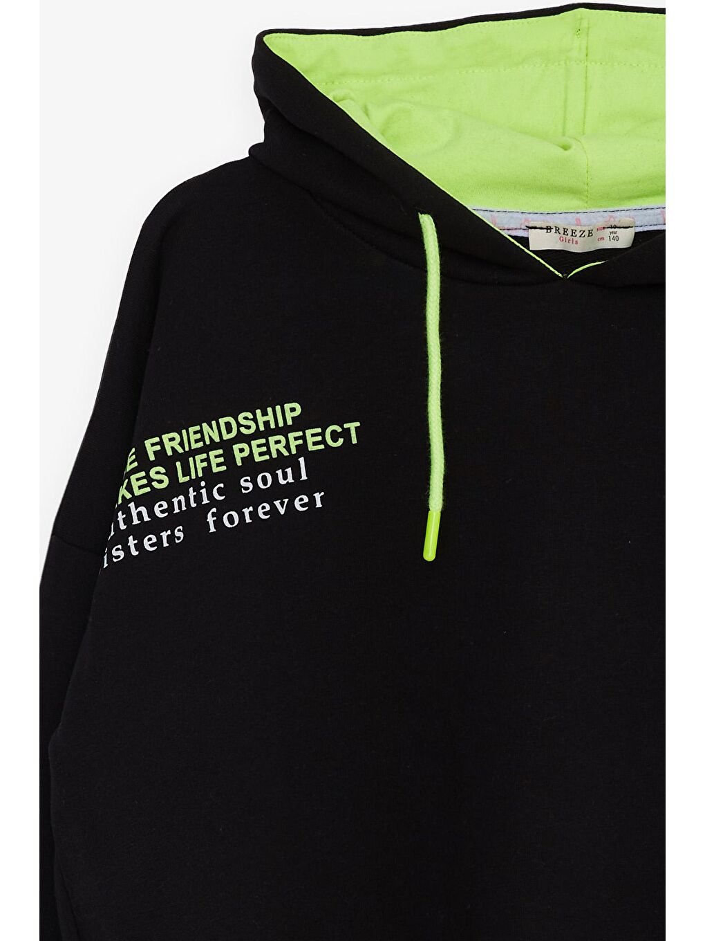 Kız Çocuk Sweatshirt Yazı Baskılı Siyah (9-12 Yaş)-2