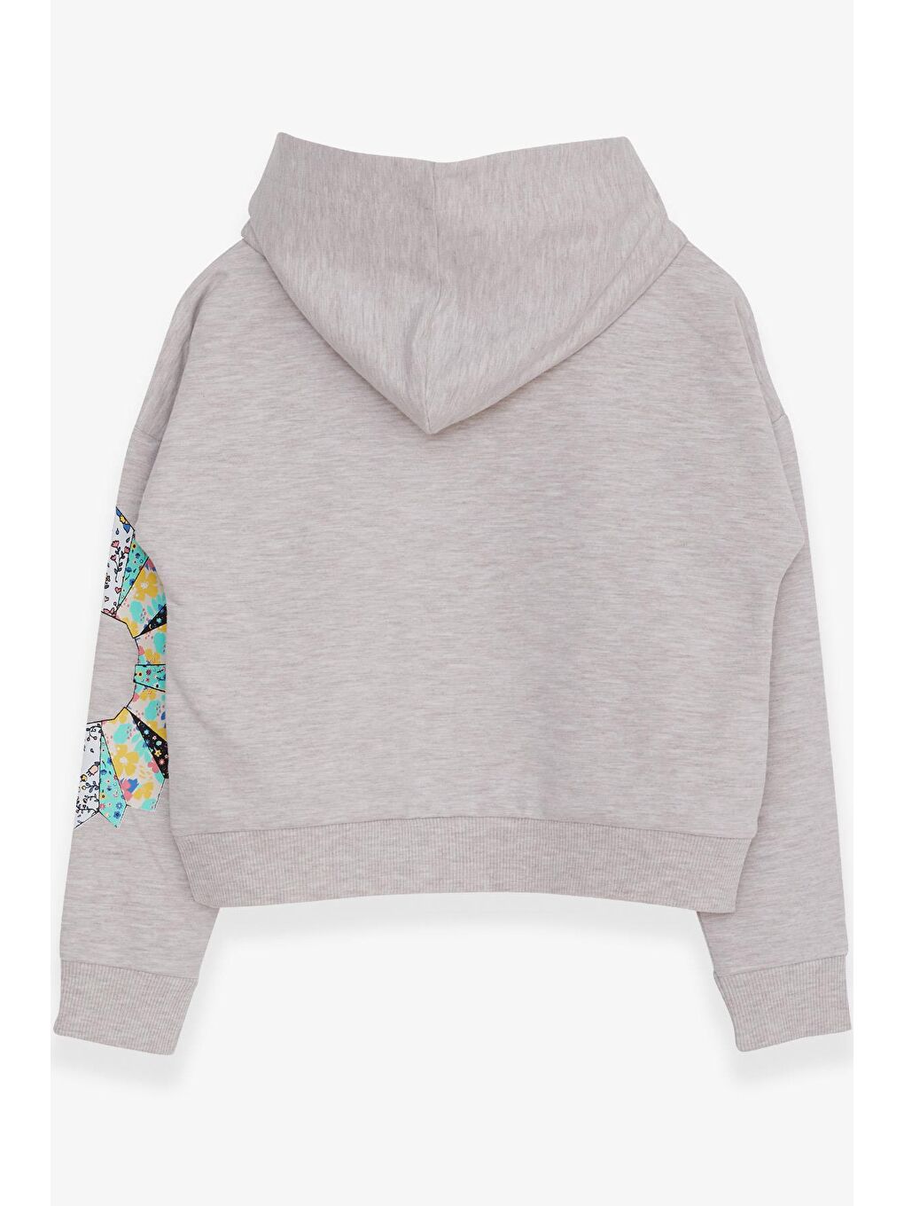 Kız Çocuk Sweatshirt Renkli Çiçek Baskılı Bej Melanj (8-12 Yaş)-3