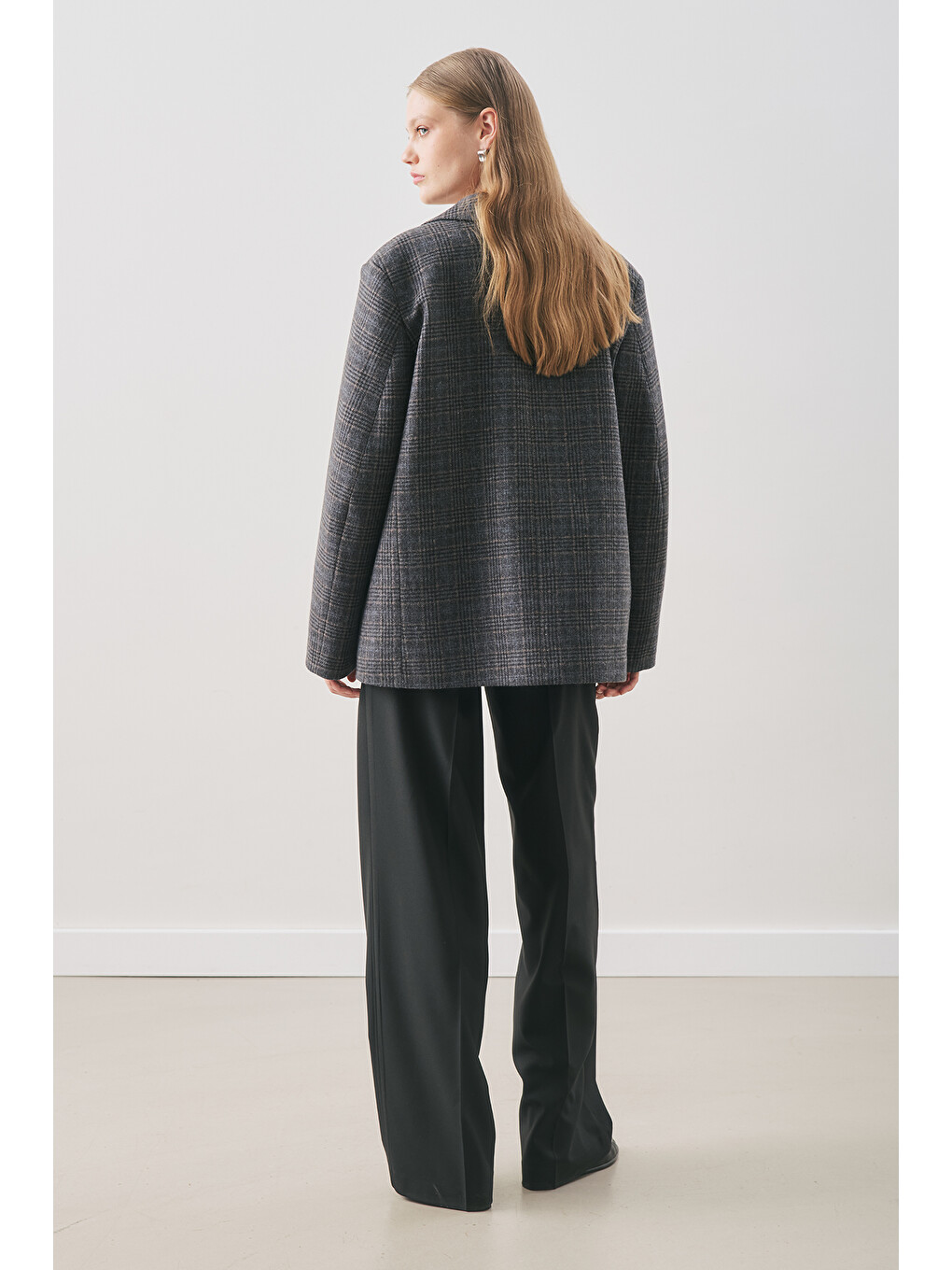 Karışık Norrıs Yün Blazer Ceket Grey Check-7