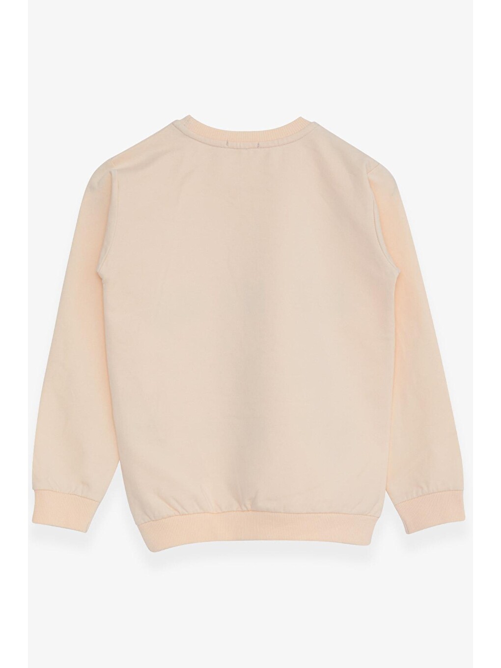 Ekru Kız Çocuk Sweatshirt Yazı Baskılı Pullu Krem (8-14 Yaş)-1