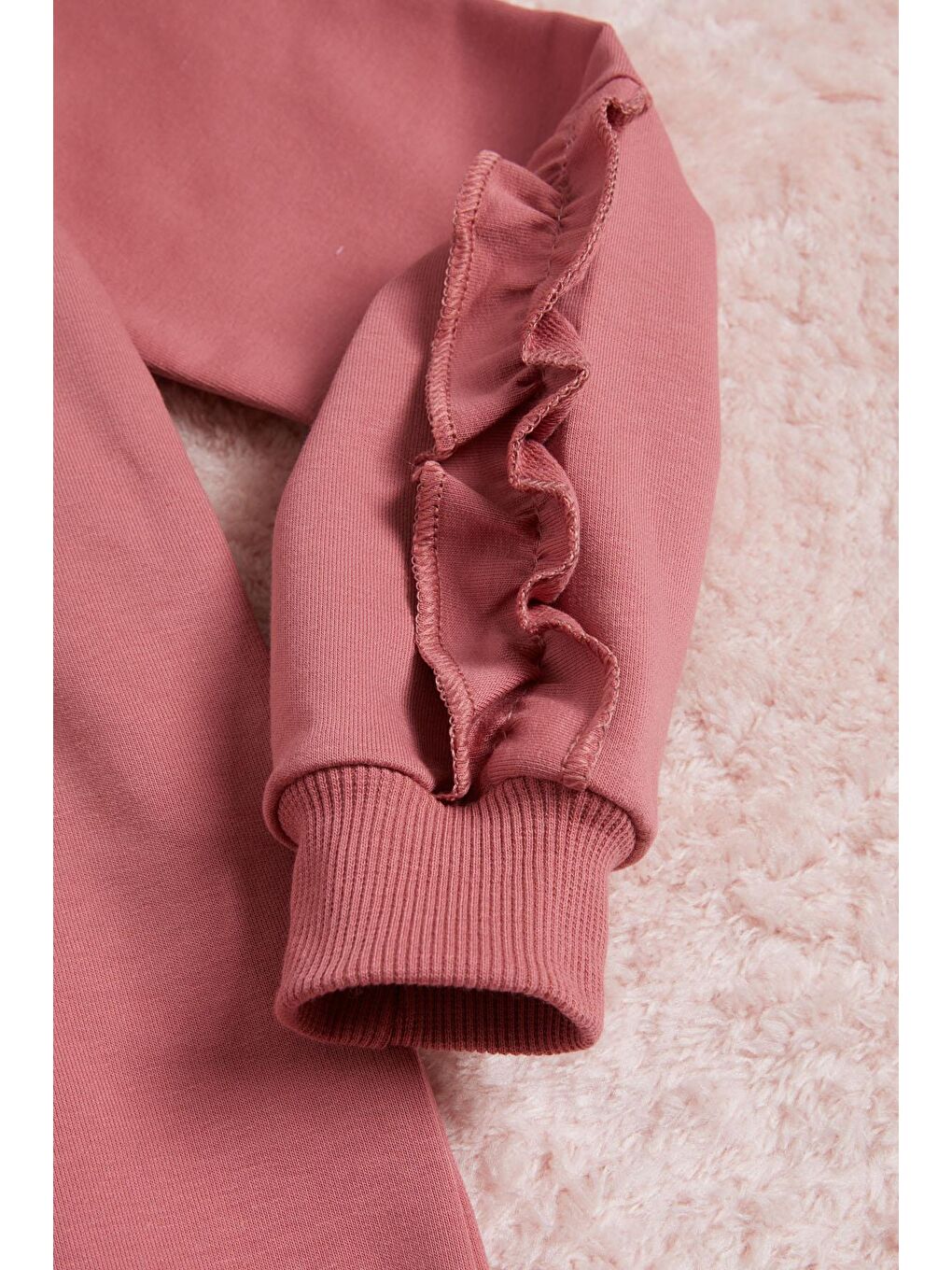 Pembe Gül Kurusu Çiçek Nakışlı Uzun Kol Kız Çocuk Sweatshirt 16301-2