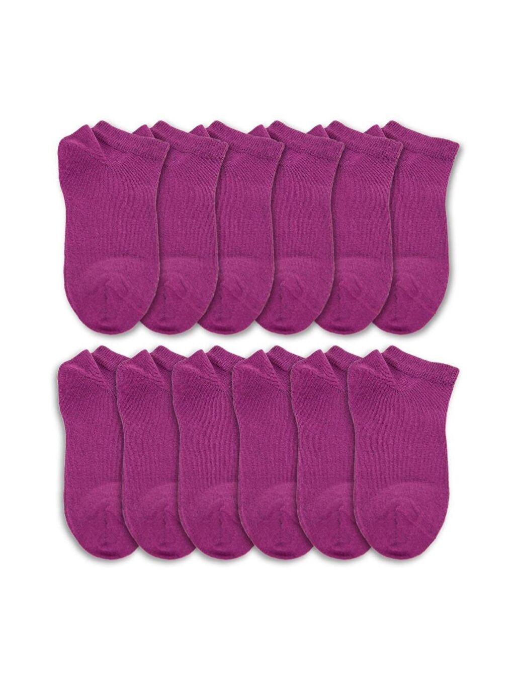 12'li Kadın Düz Patik Çorap Mürdüm