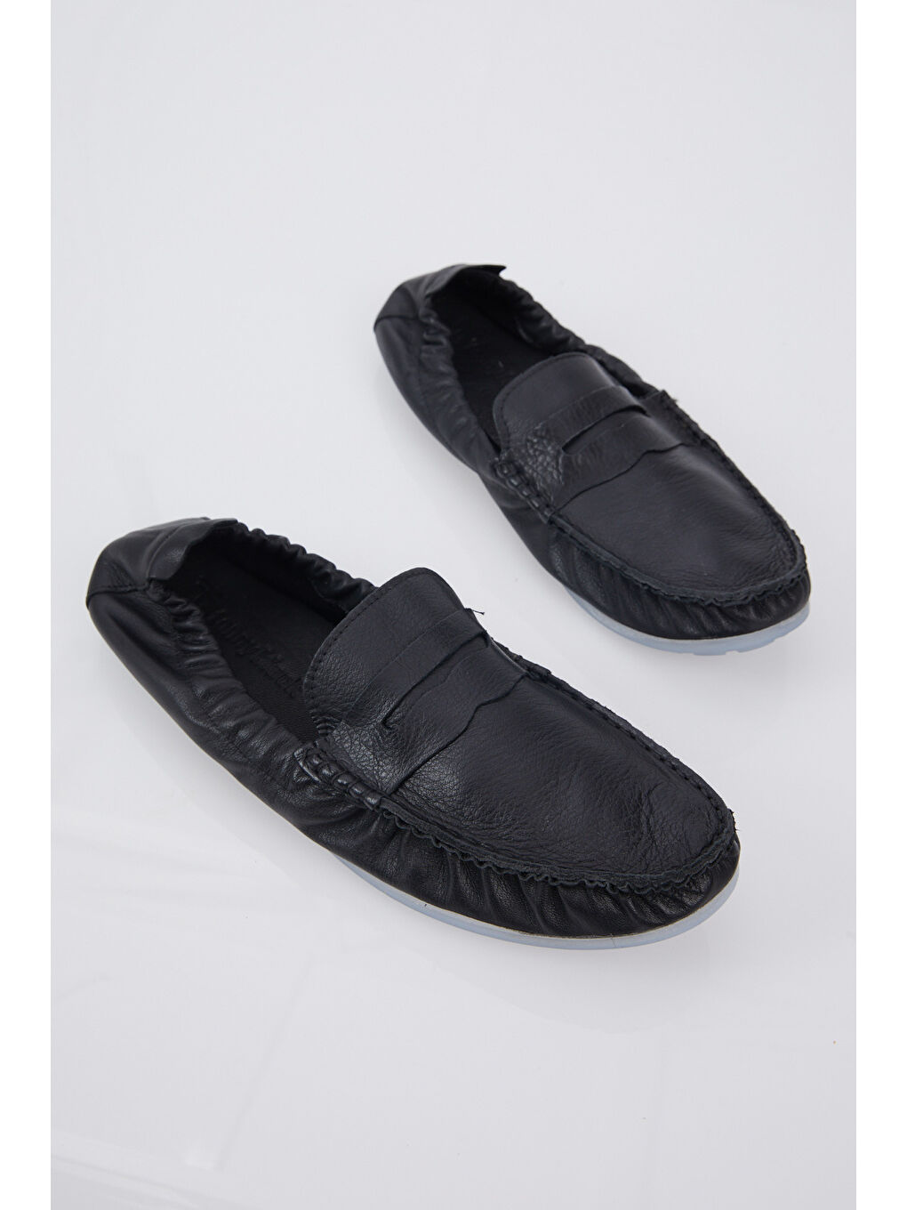 Erkek Siyah Arkası Lastikli Rahat Kalıp Hakiki Deri Loafer-2