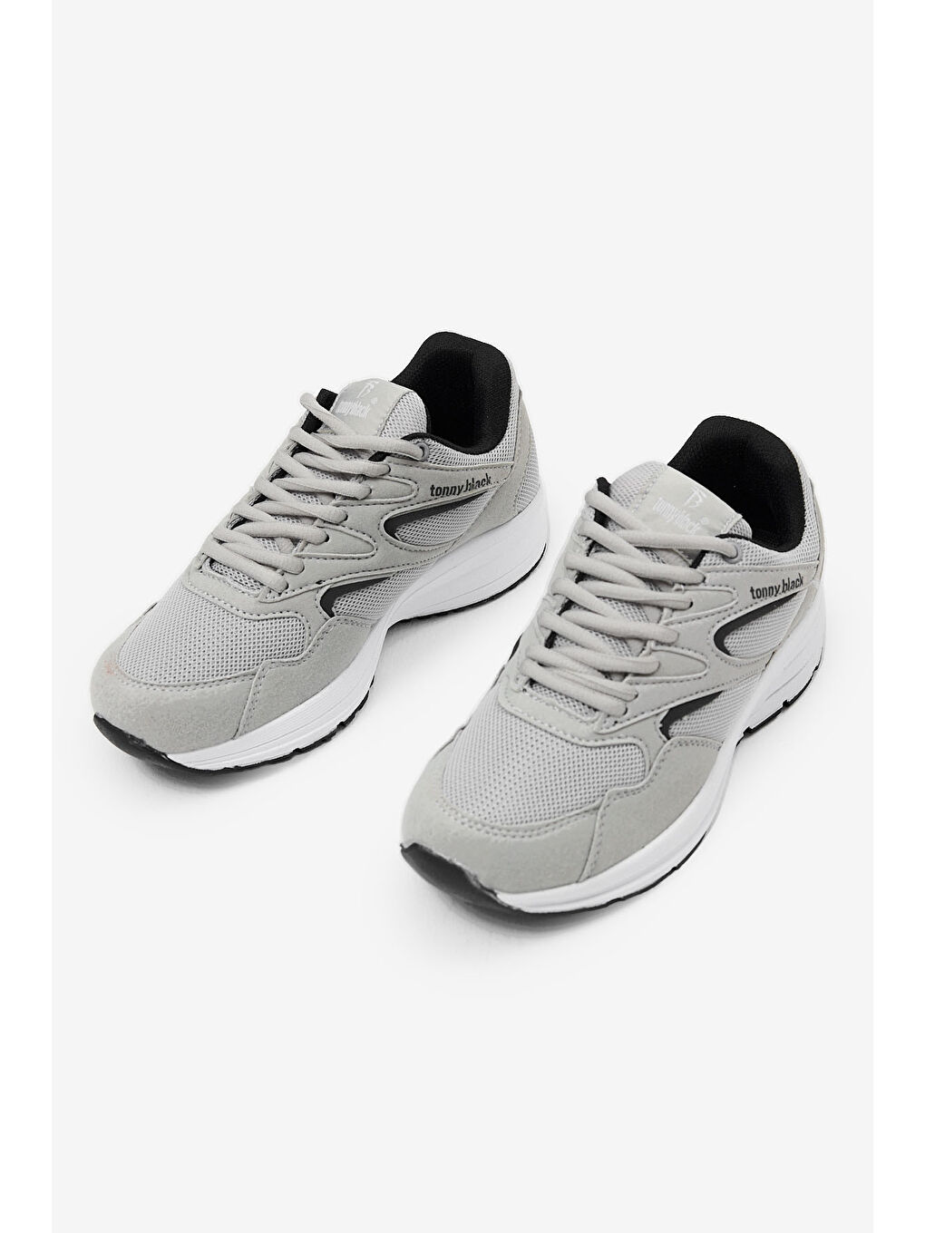 Gri Unisex Buz Poli Taban Nefes Alabilen Kumaş Bağcıklı Spor Ayakkabı-3