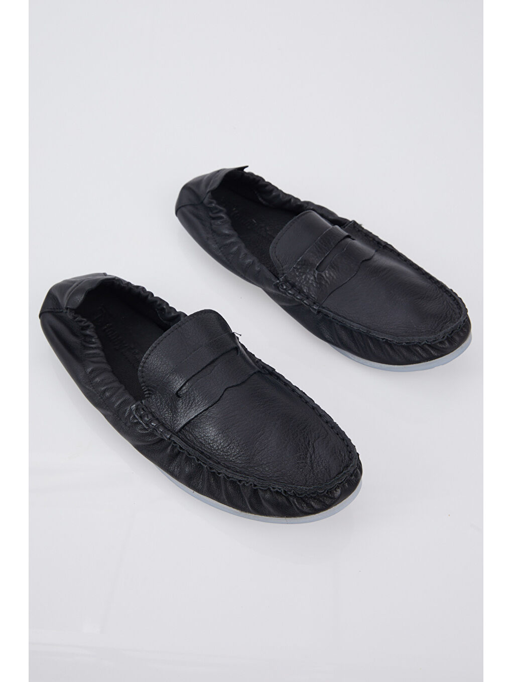 Erkek Siyah Arkası Lastikli Rahat Kalıp Hakiki Deri Loafer-3