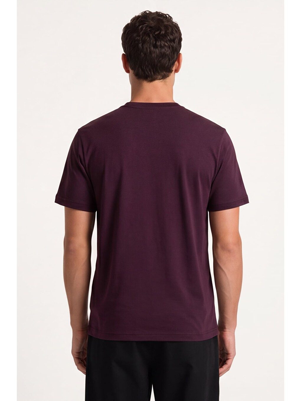 Erkek Bordo Normal Kesim Regular Fit %100 Pamuk Kısa Kollu Bisiklet Yaka Basic Tişört-4