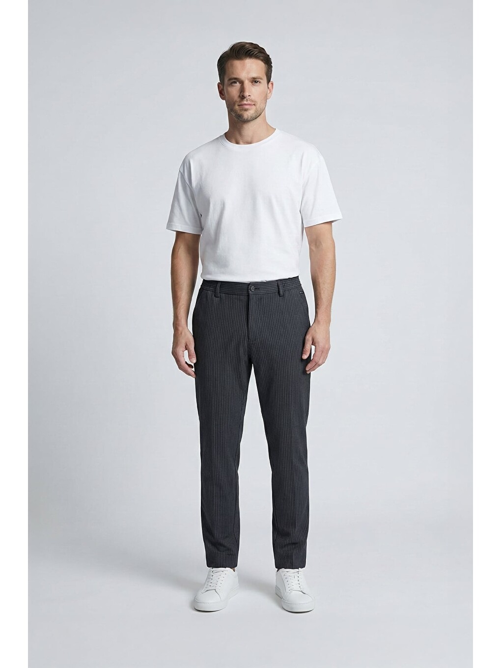 Giotelli Erkek Siyah Normal Kesim Regular Fit Dokuma Normal Bel Duble Paça Pantolon-1