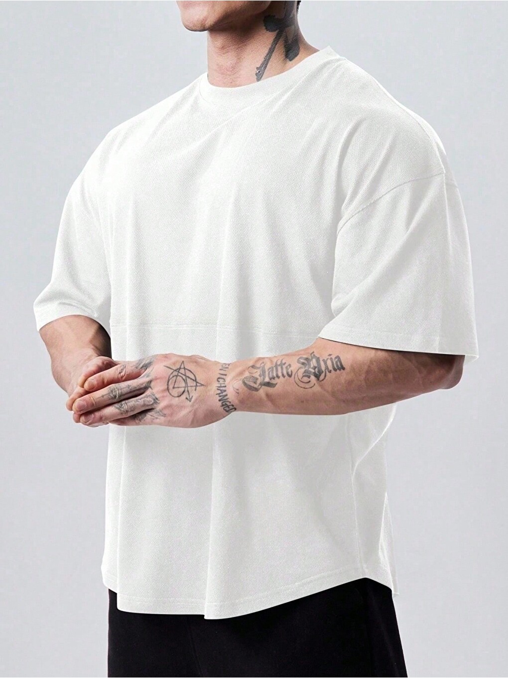 Beyaz Genius Erkek Spor Tişört Oversize Fitness & Gym Antrenman Tişörtü KAPPA001-1