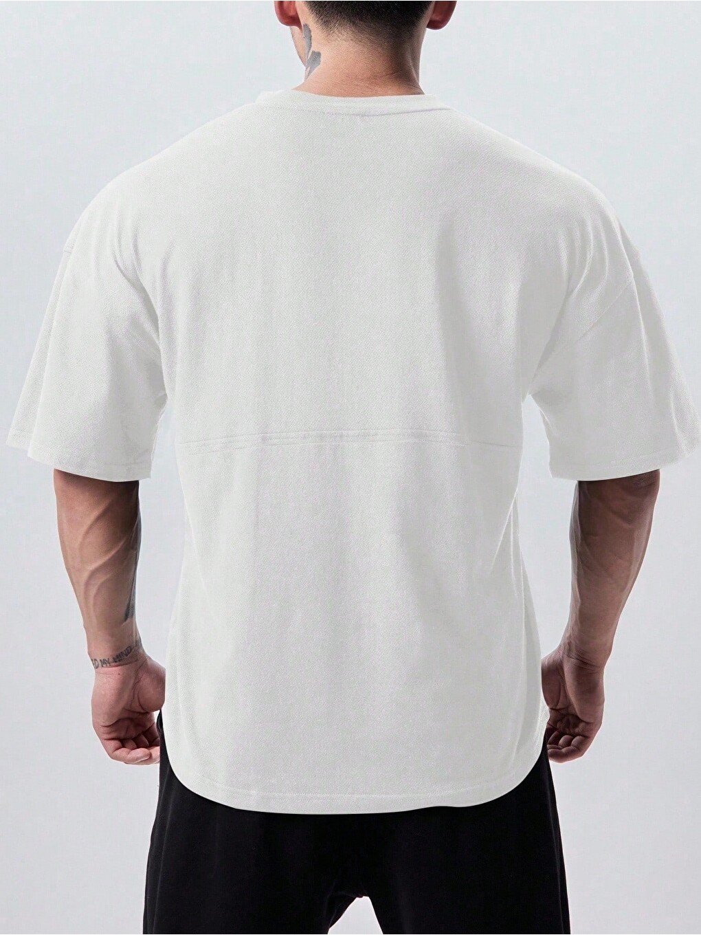 Beyaz Genius Erkek Spor Tişört Oversize Fitness & Gym Antrenman Tişörtü KAPPA001-2