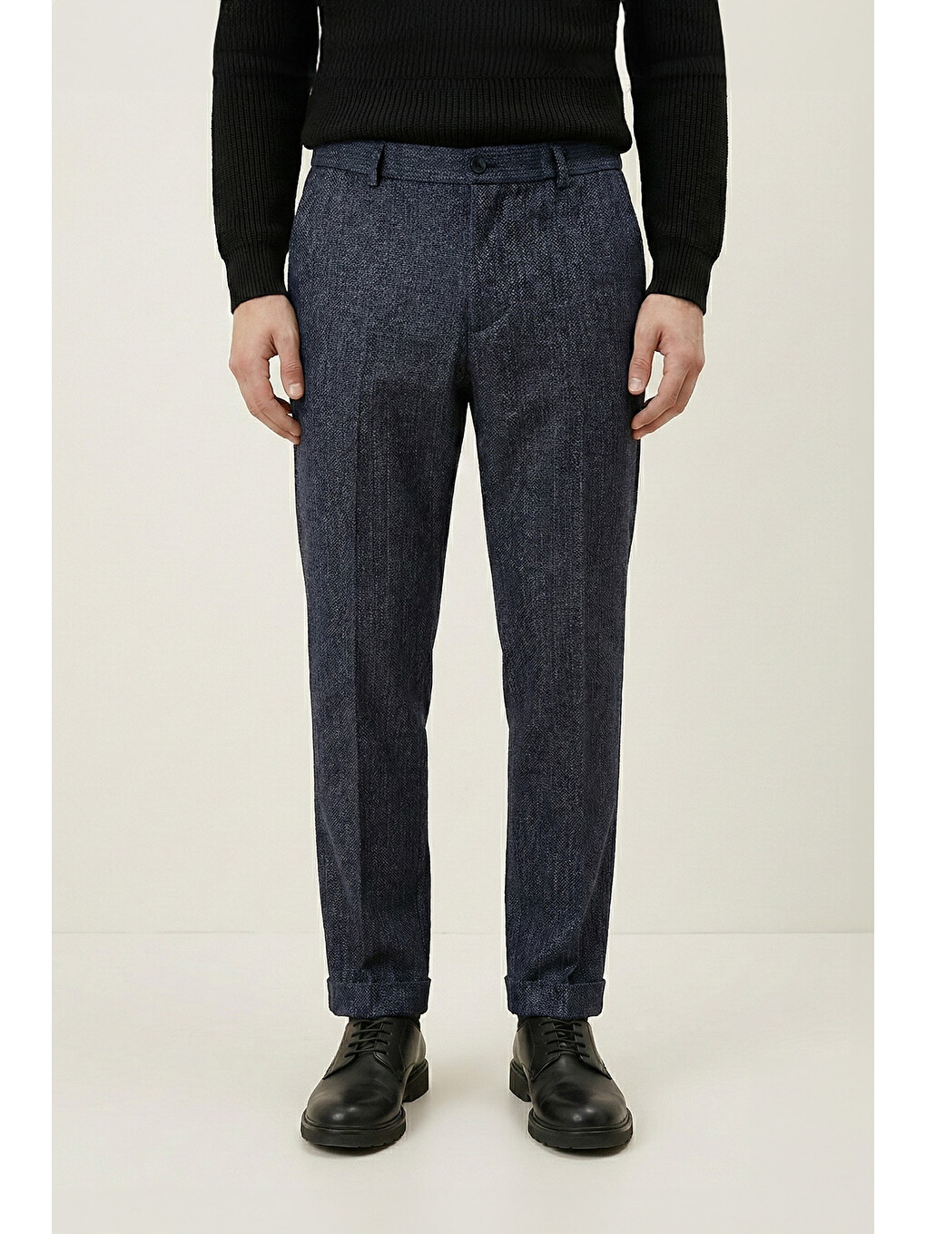 Giotelli Erkek Antrasit Dar Kesim Slim Fit Viskon Dokuma Normal Bel 6 Drop Pantolon