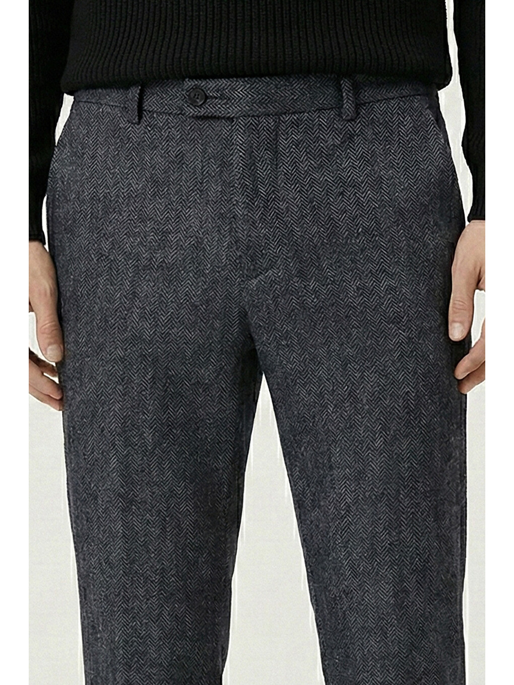 Giotelli Erkek Antrasit Dar Kesim Slim Fit Viskon Dokuma Normal Bel 6 Drop Pantolon-2