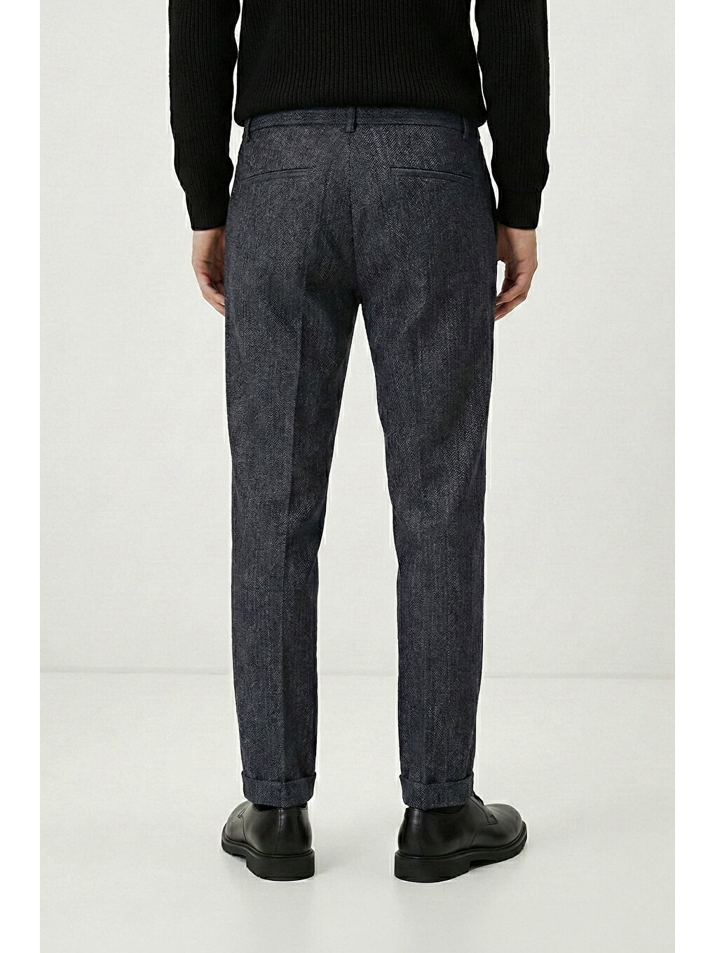 Giotelli Erkek Antrasit Dar Kesim Slim Fit Viskon Dokuma Normal Bel 6 Drop Pantolon-3