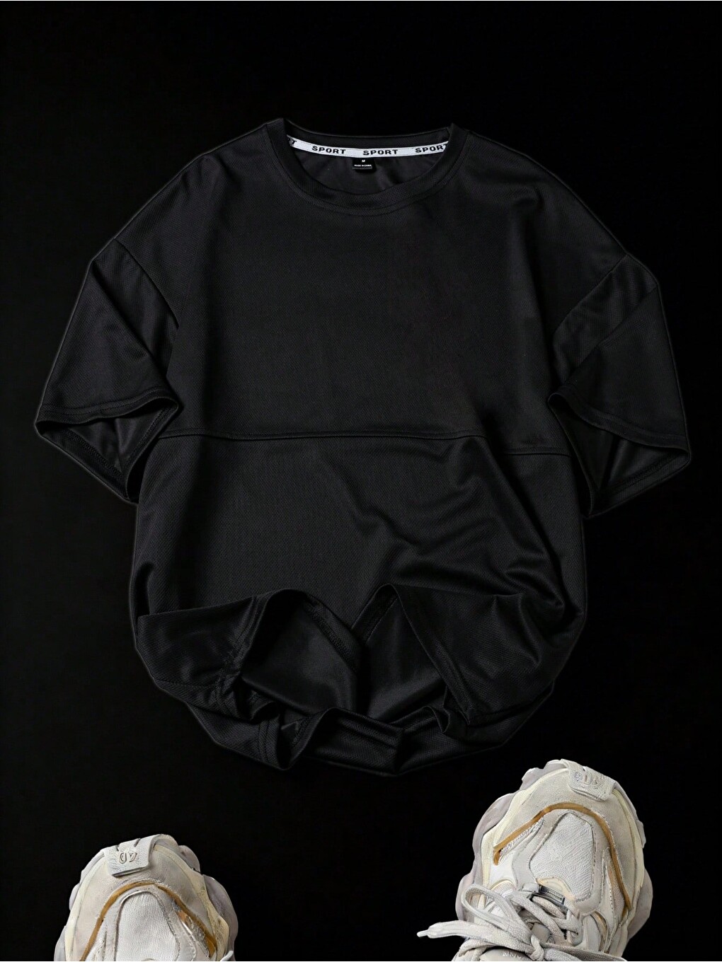 Siyah Genius Erkek Spor Tişört Oversize Fitness & Gym Antrenman Tişörtü KAPPA001-5