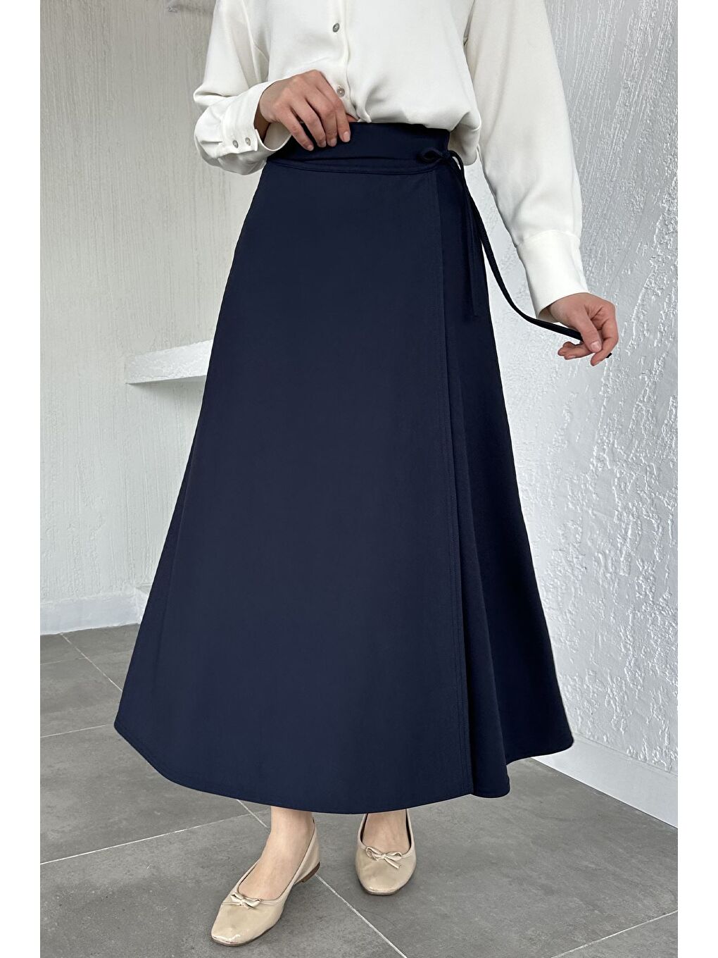 Lacivert Yandan Bağlamalı Tesettür Etek