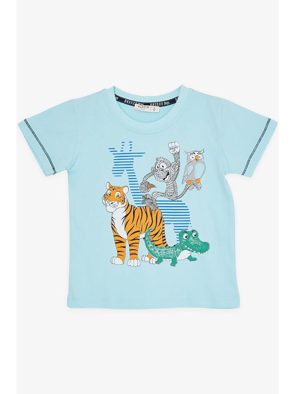 Erkek Çocuk Şortlu Takım Dostluk Temalı Hayvancık Baskılı Açık Mavi (1.5-4 Yaş)-1