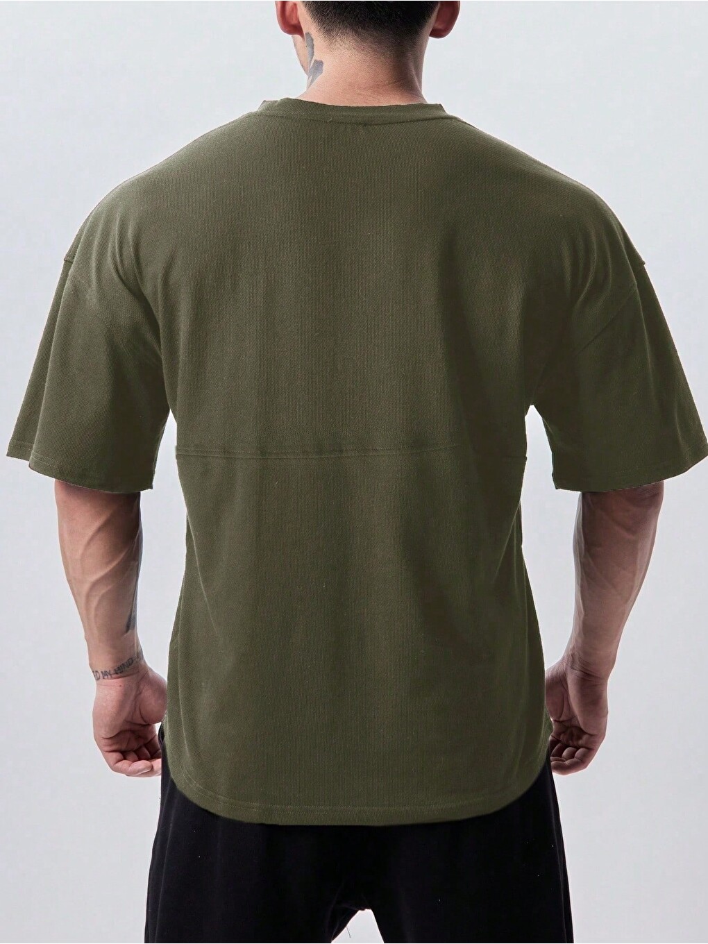Haki Genius Erkek Spor Tişört Oversize Fitness & Gym Antrenman Tişörtü KAPPA001-3
